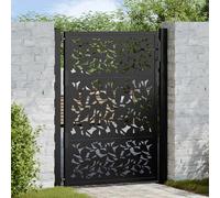vidaXL Puerta de jardín negra 100x125 cm diseño de hojas de acero