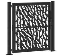 vidaXL Puerta de jardín Negra con diseño de Carril de Acero 100x100 cm, Puerta de Cerca, Puerta Exterior, Puerta de Metal, Puerta de Seguridad