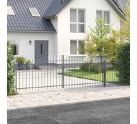 vidaXL Puerta de jardín WOERDEN 125 x 500 cm Con cerradura Acero Gris