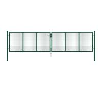 vidaXL Puerta de Malla de Jardín Cancela de Valla Cerca Acero Verde Dimensiones 390 x 75 cm, 390 x 100 cm, 390 x 125 cm