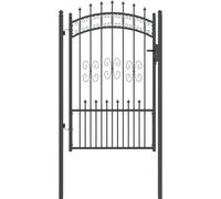 vidaXL Puerta de seguridad con remate en forma de lanza, modelo KAMPEN, 103 x 200 cm, acero, con cerradura