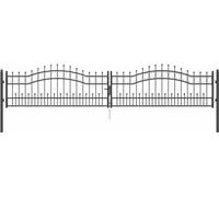vidaXL Puerta de seguridad con remate en forma de lanza, modelo KAMPEN, 404 x 75 cm, acero, con cerradura
