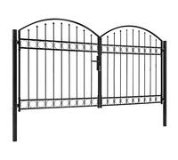 vidaXL Puerta de valla ASSEN de doble puerta con arco superior de acero, 300 x 150 cm