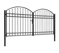 vidaXL Puerta de valla ASSEN de doble puerta con arco superior de acero 300x125 cm