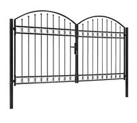 vidaXL Puerta de valla ASSEN de doble puerta con arco superior de acero 300x175 cm