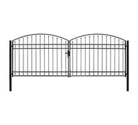 vidaXL Puerta de valla ASSEN de doble puerta con arco superior de acero, 400 x 150 cm