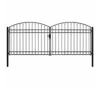 vidaXL Puerta de valla ASSEN de doble puerta con arco superior de acero, 400 x 175 cm