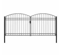 vidaXL Puerta de Valla Assen de Doble Puerta con Arco Superior de Acero, 400 x 200 cm
