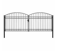 vidaXL Puerta de seguridad ASSEN, doble puerta con arco superior, acero, 400 x 175 cm