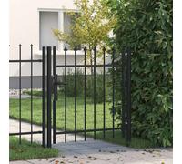 vidaXL Puerta de valla BOXTEL de una puerta con punta de pincho de acero, 1x1 m, negro