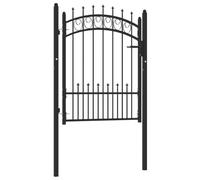 vidaXL Puerta de Valla con Picos Cancela Barrera Verja Patio Entrada Exterior Cerca Cerradura Robusta Estable Duradera Acero Negro 100x125 cm