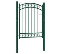 vidaXL Puerta de valla EMMEN con arco superior de acero 100x98,5 cm verde