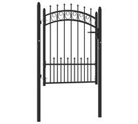 vidaXL Puerta de valla EMMEN con pinchos de acero, 104 x 109,5 cm, negro