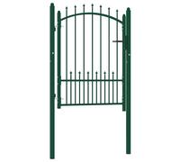 vidaXL Puerta de valla EMMEN con pinchos de acero, 104 x 109,5 cm, verde