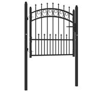 vidaXL Puerta de valla EMMEN con pinchos de acero, 104x87 cm, negro