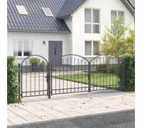 vidaXL Puerta de valla jardín con parte superior arqueada Assen Gris