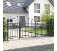vidaXL Puerta de valla jardín con parte superior arqueada Assen Gris