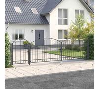 vidaXL Puerta de valla jardín con parte superior arqueada Assen Gris