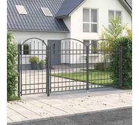 vidaXL Puerta de valla jardín con parte superior arqueada Assen Gris