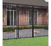 vidaXL Puerta de valla KAMPEN con punta de lanza negra, 103 x 175 cm, acero