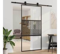 vidaXL Puerta de Vidrio 102,5 x 2 x 205 cm Aluminio Negro