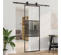 vidaXL Puerta de Vidrio 76 x 2 x 205 cm Aluminio Negro
