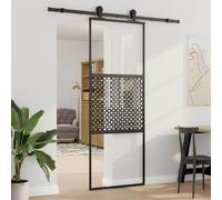 vidaXL Puerta de Vidrio 76 x 2 x 205 cm Aluminio Negro