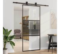 vidaXL Puerta de Vidrio 90 x 2 x 205 cm Aluminio Negro