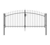 vidaXL Puerta Doble con Cerradura Gris 299,5 x 199,5 cm Acero, Puerta de Entrada Resistente para jardín y terraza, diseño Funcional, Acero Gris, Estilo Moderno