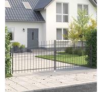 vidaXL Puerta Doble con cerradura Woerden Gris 400 x 174,5 cm Acero