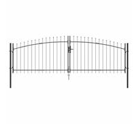 vidaXL Puerta Doble con cerradura Woerden Gris 400 x 199.5 cm Acero, Puerta de entrada resistente para jardín y terraza, diseño funcional, acero gris, estilo moderno