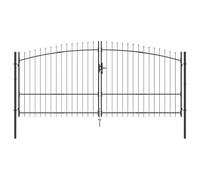 vidaXL Puerta Doble con Cerradura Woerden Gris 400 x 224,5 cm Acero, Puerta U Moderna para jardín y terraza, Acero Resistente, diseño Minimalista, Entrada Segura, Resistente al Clima