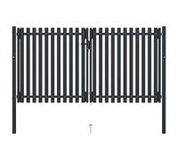vidaXL Puerta doble de acero para valla 300 x 175 cm antracita