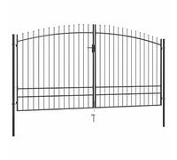 vidaXL Puerta Doble para Valla con Puntas de Lanza Barrera Cancela de Cerca Jardín Patio Granja Entrada Estable y Duradera 400x248 cm