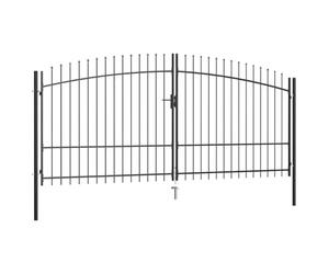 vidaXL Puerta Doble para Valla con Puntas de Lanza Barrera Cancela de Cerca Jardín Patio Granja Entrada Estable y Duradera 400x225 cm
