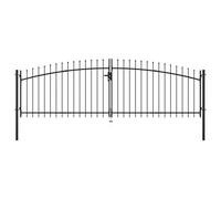 vidaXL Puerta Doble para Valla con Puntas de Lanza Cancela de Patio Dimensiones 300 x 150 cm, 400 x 150 cm