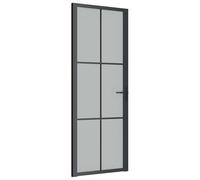 vidaXL Puerta Interior Corredera Entrada Corrediza Deslizante Cuarto de Baño Sala de Estar Salón Habitación de Vidrio y Aluminio Negro Mate