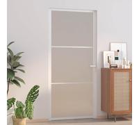 vidaXL Puerta interior corredera de vidrio y aluminio mate 93x201,5 cm Blanco y escarcha