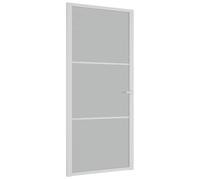 vidaXL Puerta interior corredera de vidrio y aluminio mate 93x201,5 cm Blanco y escarcha