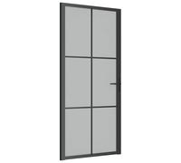 vidaXL Puerta interior de vidrio y aluminio negro mate 93x201,5 cm
