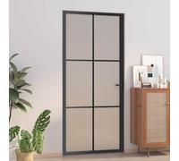 vidaXL Puerta interior de vidrio y aluminio negro mate 93x201,5 cm