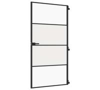 vidaXL Puerta interior delgada negra vidrio y aluminio 102,5x201,5 cm
