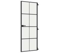 vidaXL Puerta interior delgada negra vidrio y aluminio 76x201,5 cm