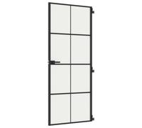 vidaXL Puerta interior de panel delgada vidrio y aluminio negra 83x201,5 cm