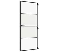 vidaXL Puerta interior de panel delgada vidrio y aluminio negra 83x201,5 cm