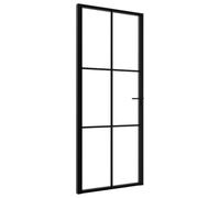 vidaXL Puerta interior de vidrio ESG y aluminio negro 83x201,5 cm