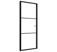 vidaXL Puerta interior vidrio ESG y aluminio negro 93x201,5 cm
