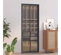 vidaXL Puerta interior corredera de vidrio y aluminio mate - Blanco/Negro/Transparente