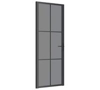 vidaXL Puerta interior corredera de vidrio y aluminio mate - Blanco/Negro/Transparente