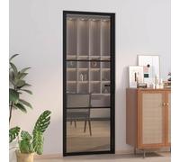 vidaXL Puerta interior vidrio EGS y aluminio negro 76x201,5 cm